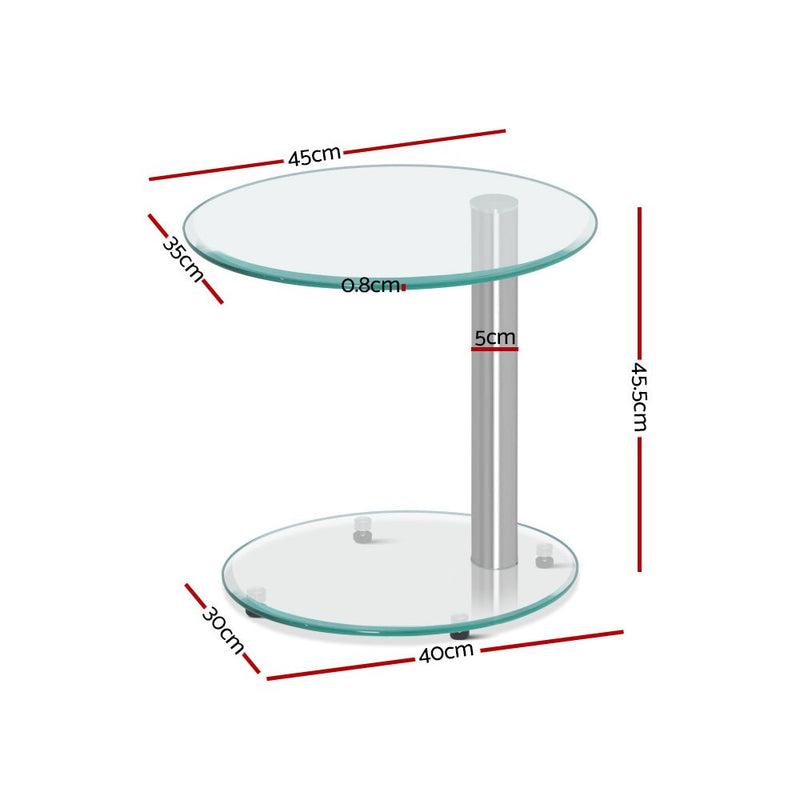 2 Tier Glass Side Table - Bedzy Australia