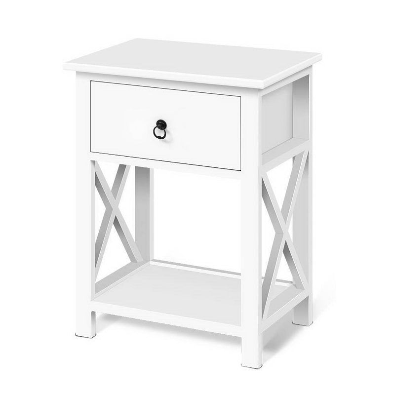 2 x Bedside Tables With Drawers White (Twin Pack) - Bedzy Australia - Furniture > Bedroom