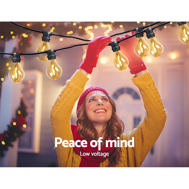 23m LED Festoon String Lights 20 Bulbs Kits Wedding Party Christmas A19 - Bedzy Australia