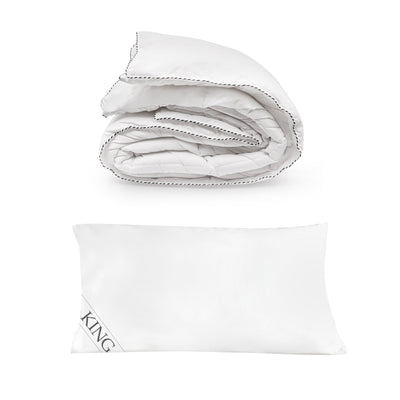 250GSM Bamboo Blend Quilt With 1100GSM King Size Hotel Pillow Bedding Set Double - Bedzy Australia