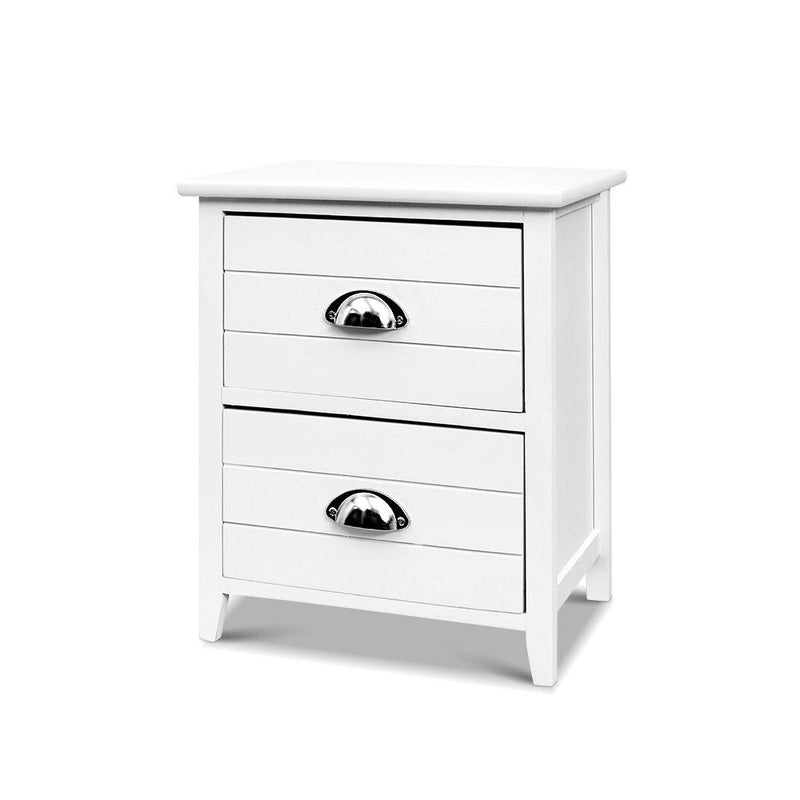 2x Bedside Table Nightstands 2 Drawers Storage Cabinet Bedroom Side White - Bedzy Australia - Furniture > Bedroom