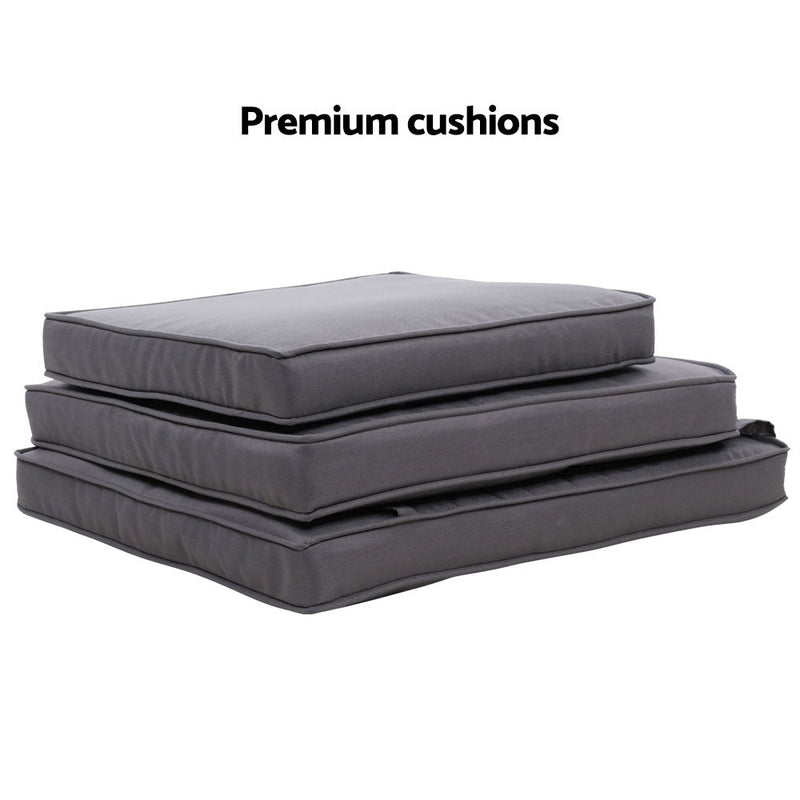 3 Piece Elise Outdoor Recliner Chair Ottoman and Table Set Black - Bedzy Australia (ABN 18 642 972 209) - Furniture > Outdoor