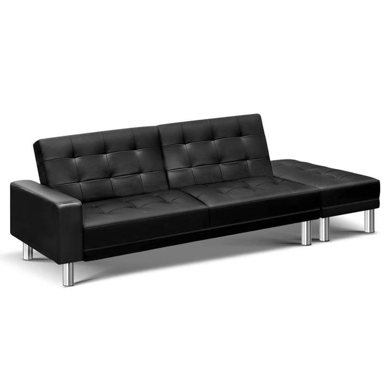 3 Seater Couch Futon PU Leather Modular Recliner - Bedzy Australia