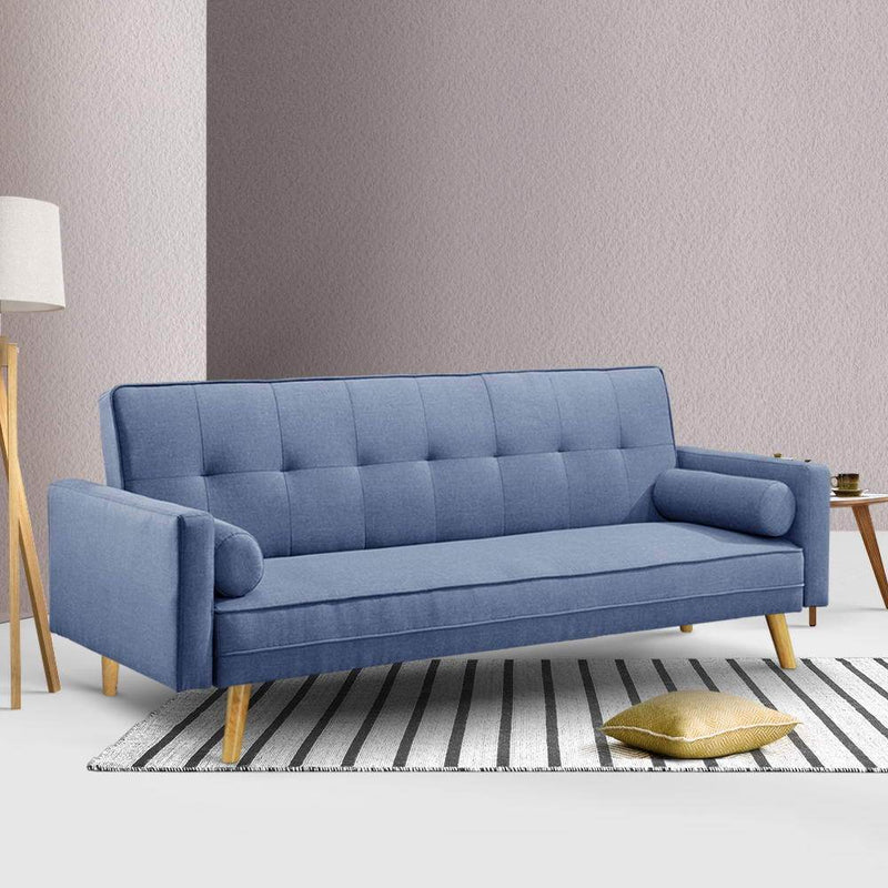 3 Seater Fabric Lounge Chair - Blue - Bedzy Australia - Furniture > Sofas