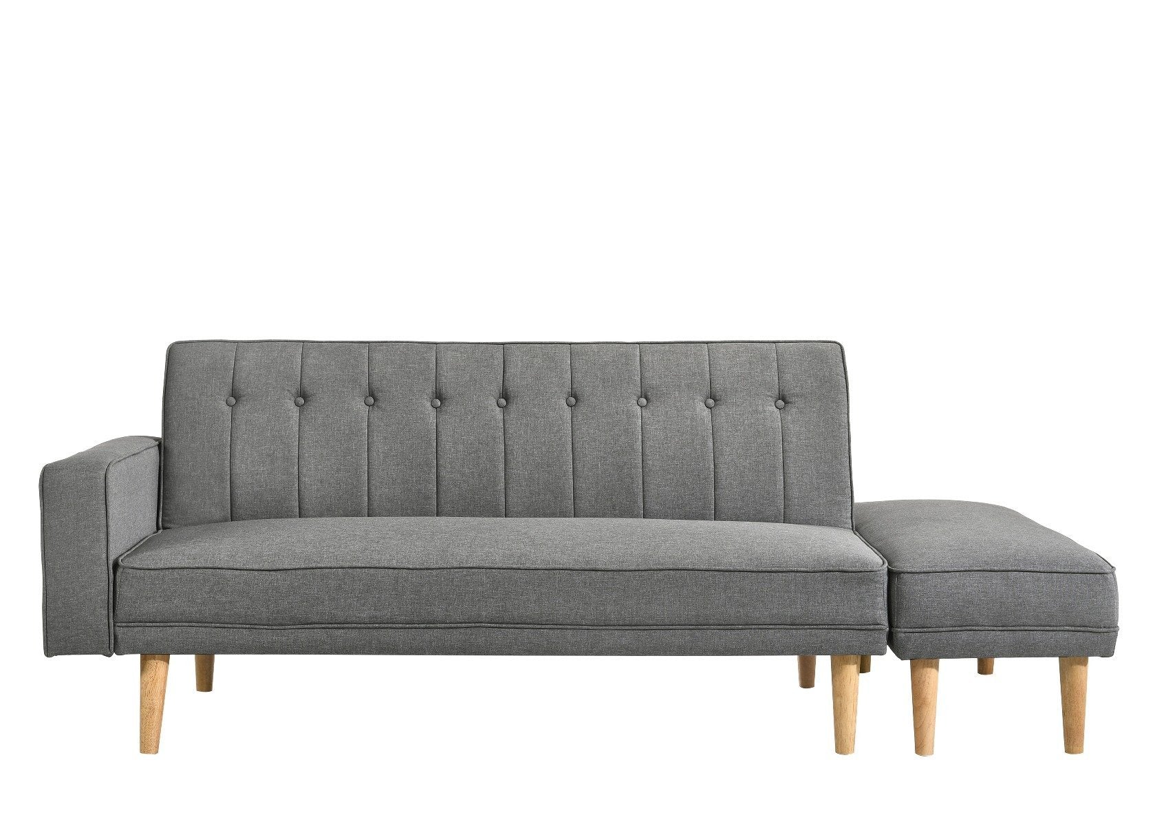 3 Seater Fabric Sofa Bed with Ottoman (Light Grey) - Bedzy Australia