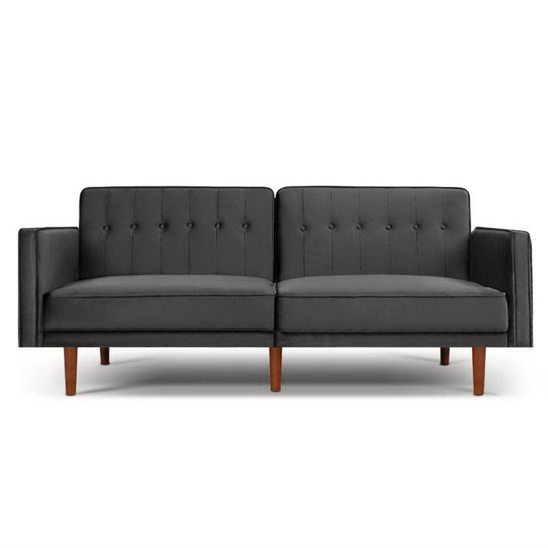 3 Seater Futon Couch Recliner (Velvet Grey) - Bedzy Australia