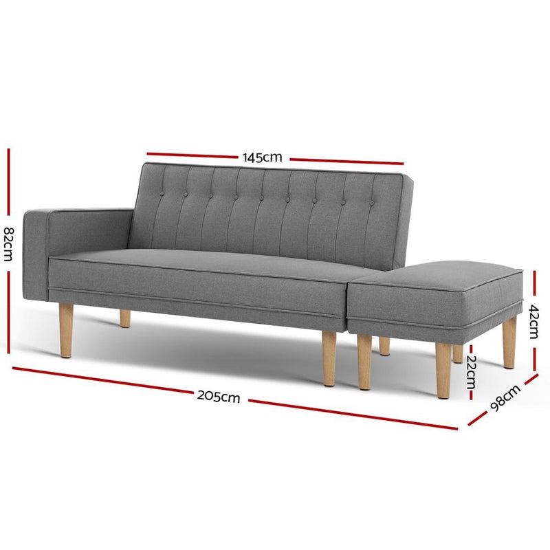 3 Seater Scandinavian Style Sofa Bed (Grey) - Bedzy Australia