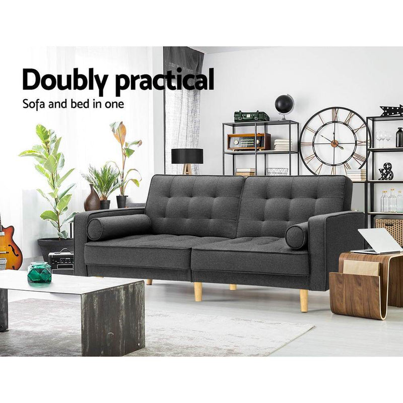 3 Seater Sofa Bed Recliner - Dark Grey - Bedzy Australia (ABN 18 642 972 209) - Cheap affordable bedroom furniture shop near me Australia
