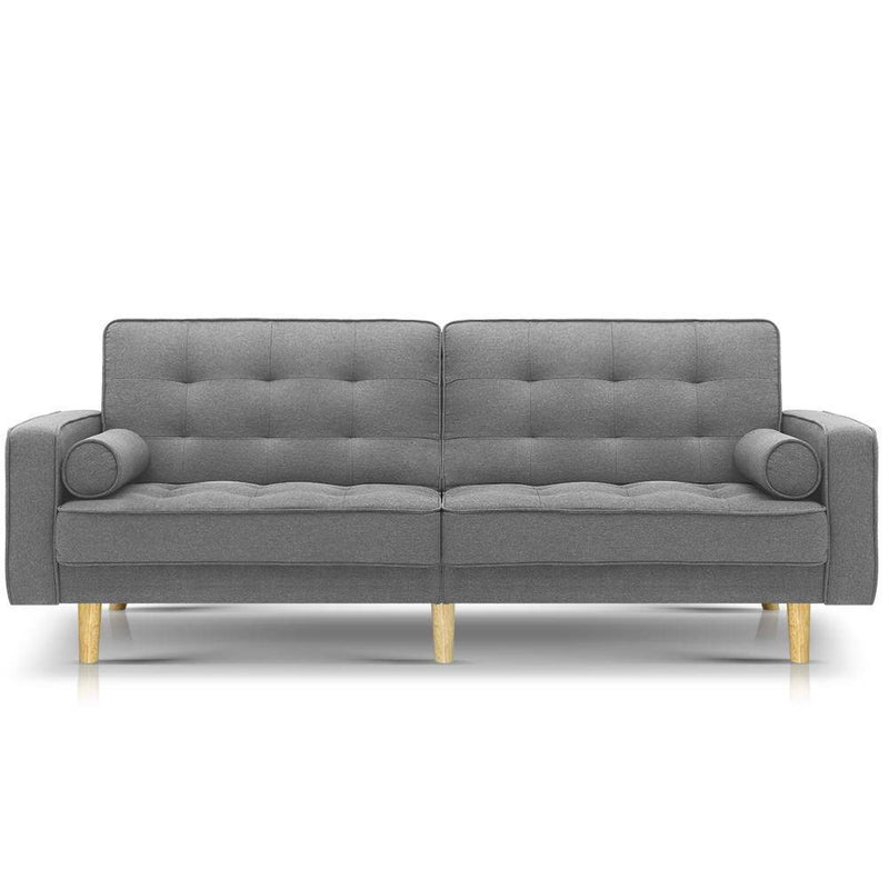 3 Seater Sofa Bed Recliner Lounge (Grey) - Bedzy Australia - Furniture > Sofas