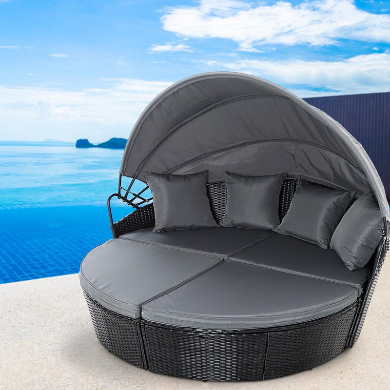 4 Piece Outdoor Day Bed With Shade - Bedzy Australia - Furniture > Outdoor