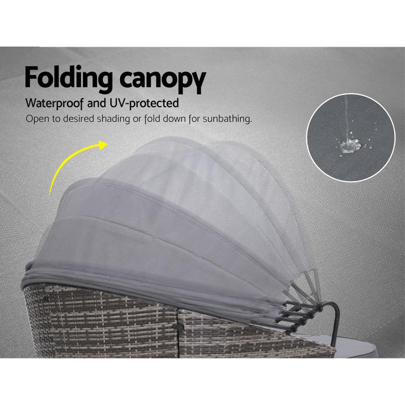 4 Piece Outdoor Day Bed With Shade (Grey) - Bedzy Australia - Furniture > Outdoor