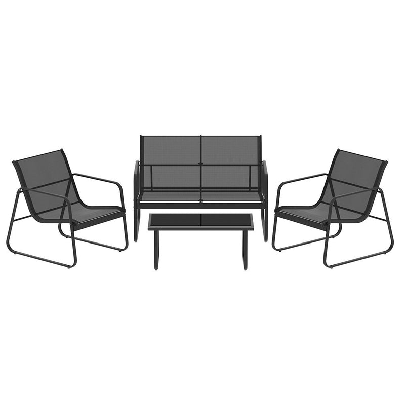 4 Piece Outdoor Patio Setting Black - Bedzy Australia (ABN 18 642 972 209) - Furniture > Outdoor