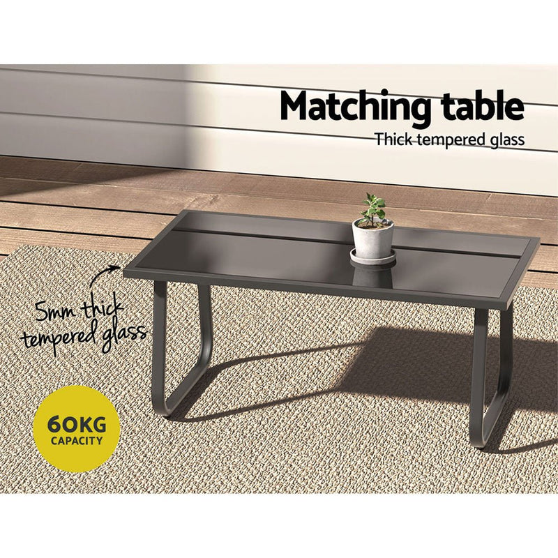 4 Piece Outdoor Patio Setting Black - Bedzy Australia (ABN 18 642 972 209) - Furniture > Outdoor