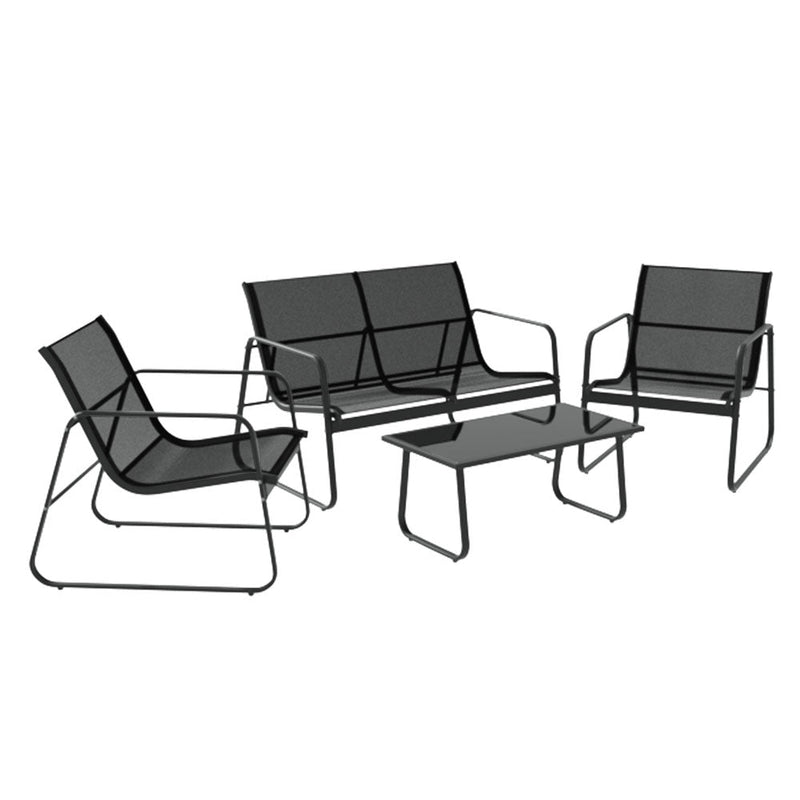 4 Piece Outdoor Patio Setting Black - Bedzy Australia (ABN 18 642 972 209) - Furniture > Outdoor