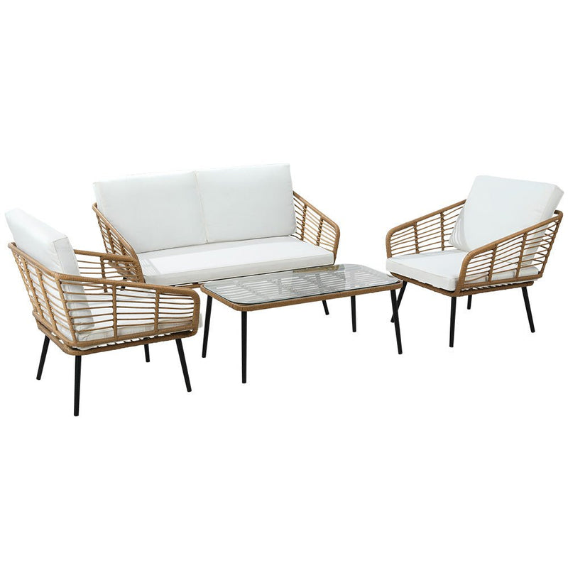 4 Seater Rattan Outdoor Lounge Set - Bedzy Australia (ABN 18 642 972 209) - Furniture > Outdoor