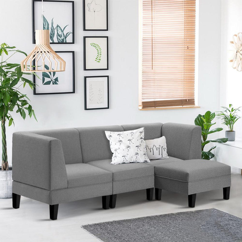 4 Seater Sofa Set Bed Modular Lounge Chair Chaise Suite Fabric - Bedzy Australia - Furniture > Sofas