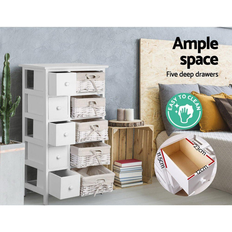 5 Basket Storage Drawers - White - Bedzy Australia (ABN 18 642 972 209) - Cheap affordable bedroom furniture shop near me Australia