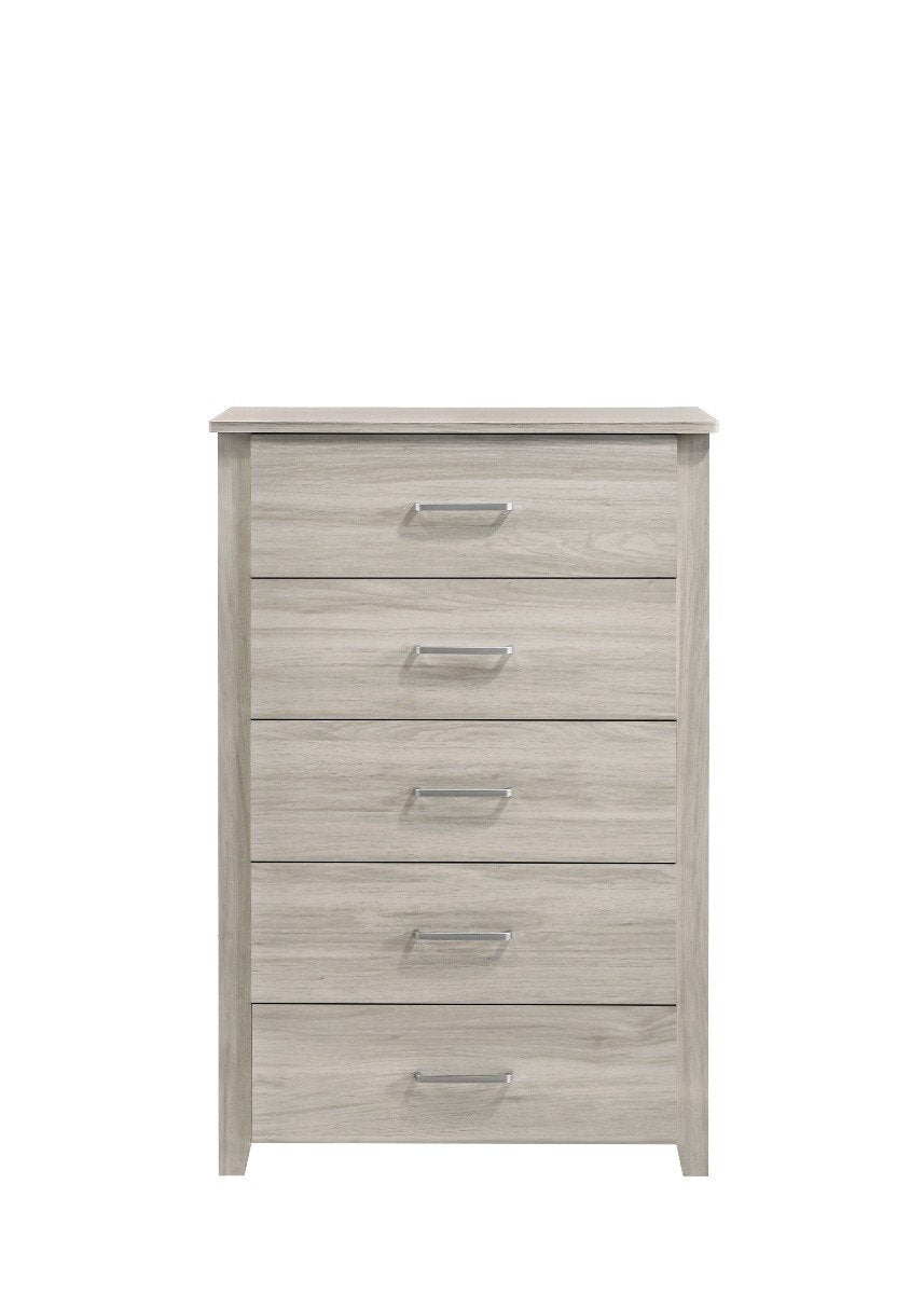 5 Chest Of Drawers Tallboy In White Oak - Bedzy Australia