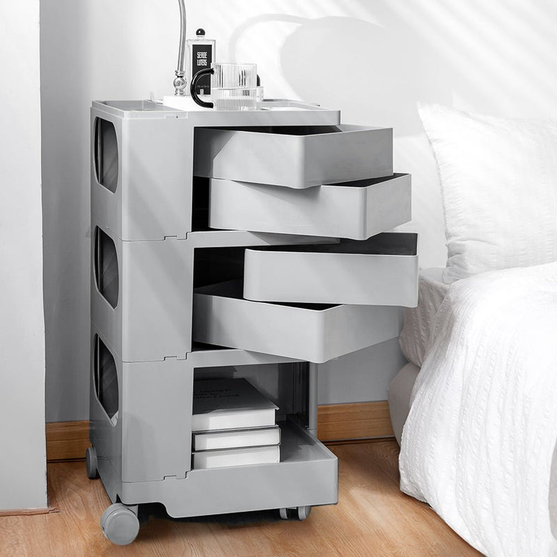 5 Tier Bedside Table Organizer Grey - Bedzy Australia