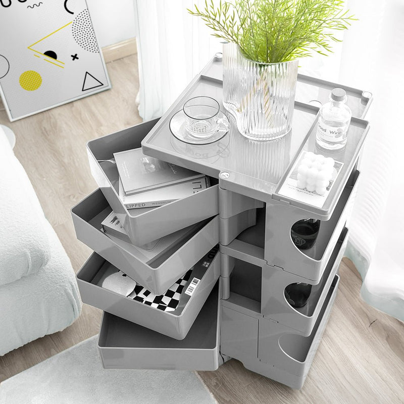 5 Tier Bedside Table Organizer Grey - Bedzy Australia