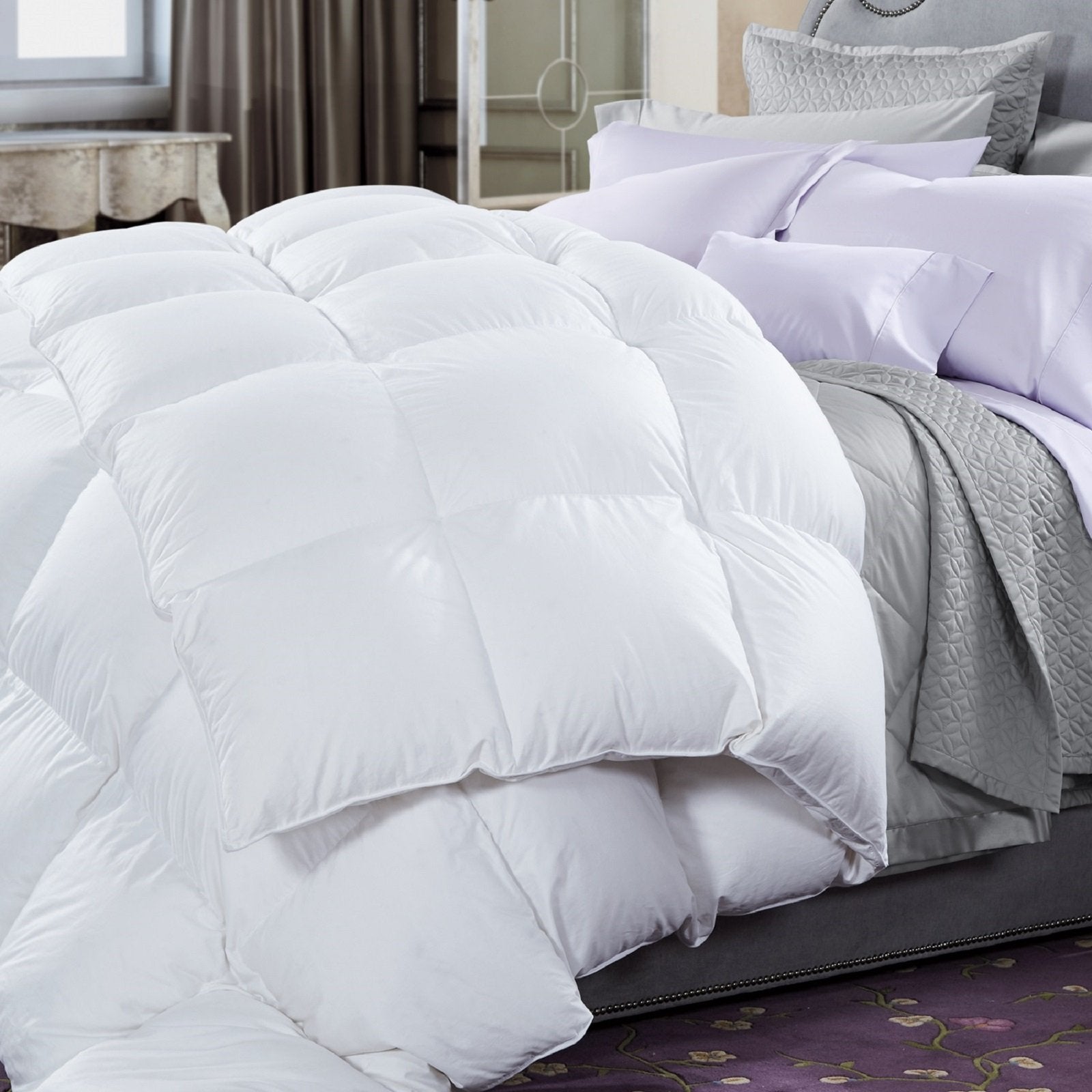 50% Duck Feather & 50% Duck Down Quilt 500GSM + Duck Pillows Twin Pack Combo Double White - Bedzy Australia