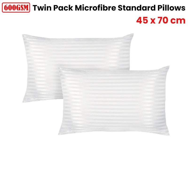 600GSM Twin Pack Microfibre Standard Pillows 45 x 70 cm - Bedzy Australia (ABN 18 642 972 209) - Home & Garden > Bedding