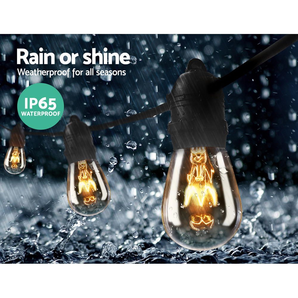 65m Festoon String Lights Christmas Bulbs Party Wedding Garden Party - Bedzy Australia