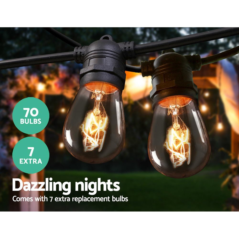 65m Festoon String Lights Christmas Bulbs Party Wedding Garden Party - Bedzy Australia