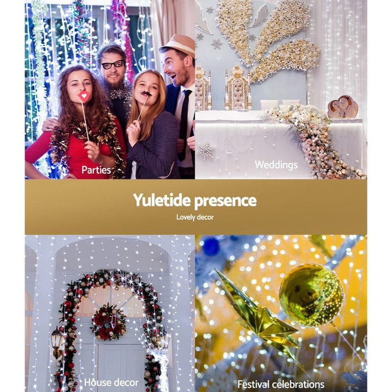 6X3M Christmas Curtain Fairy Lights String 600LED Party Wedding CW - Bedzy Australia