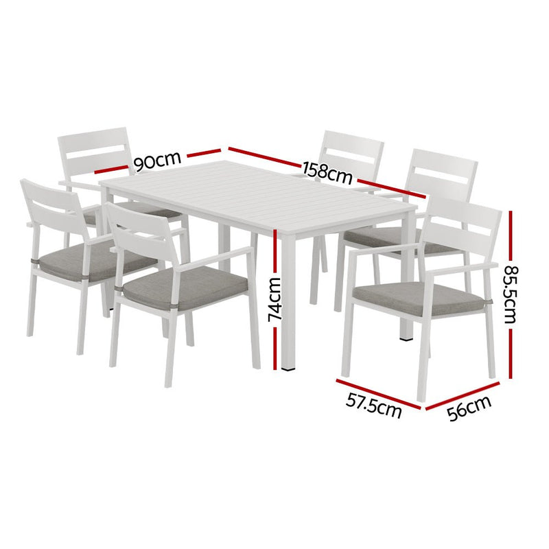7 Piece Outdoor Dining Set Aluminum Table Chairs 6-seater Lounge Setting - Bedzy Australia (ABN 18 642 972 209) - Furniture > Outdoor