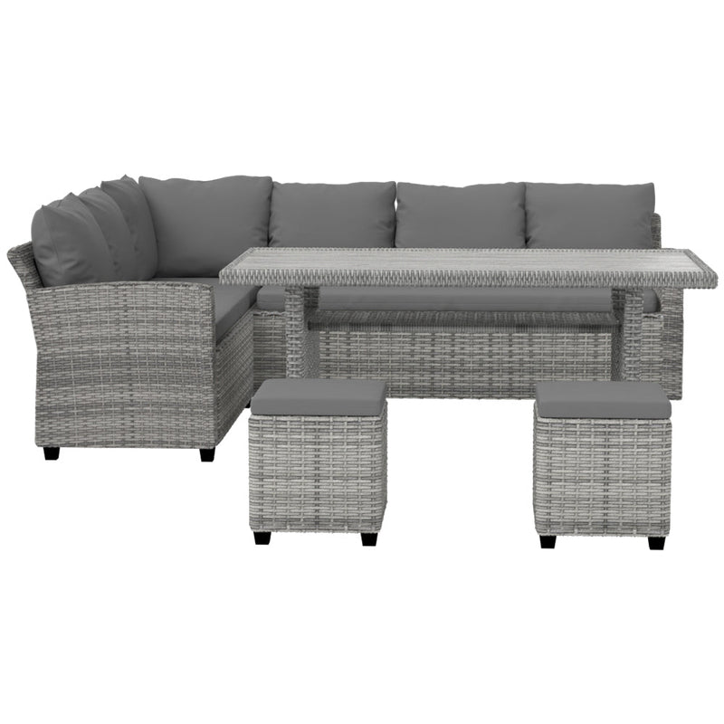 9 Seat Outdoor Wicker Lounge Dining Set - Mixed Grey - Bedzy Australia (ABN 18 642 972 209) - Furniture > Outdoor