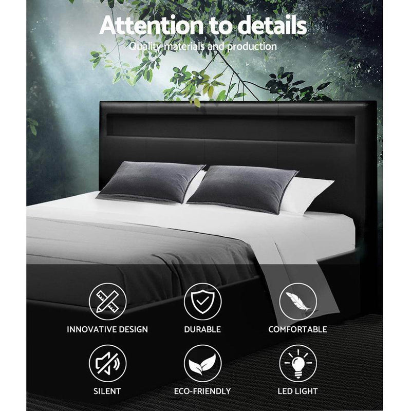 Double Package | Wanda LED Bed Black & Normay Series Pillow Top Mattress (Medium Firm)