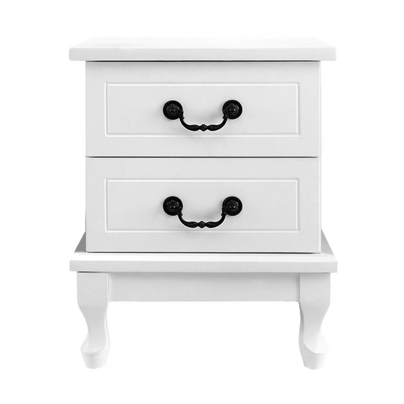 Kubi Bedside Table with 2 Drawers - White