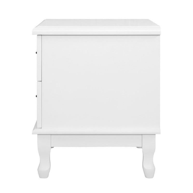 Kubi Bedside Table with 2 Drawers - White