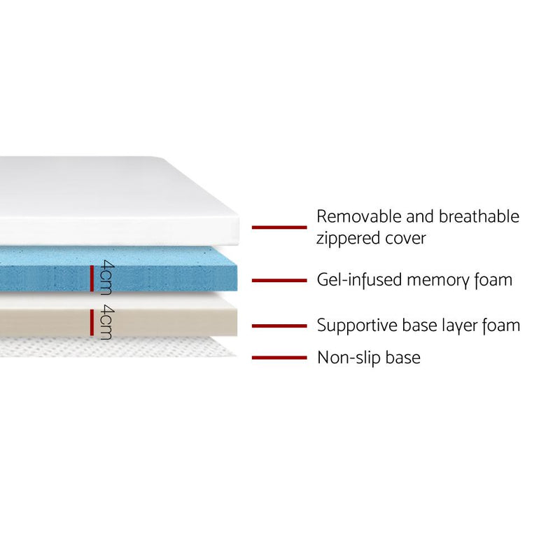 Single Size | Dual Layer Cool Gel Memory Foam Topper - Bedzy Australia