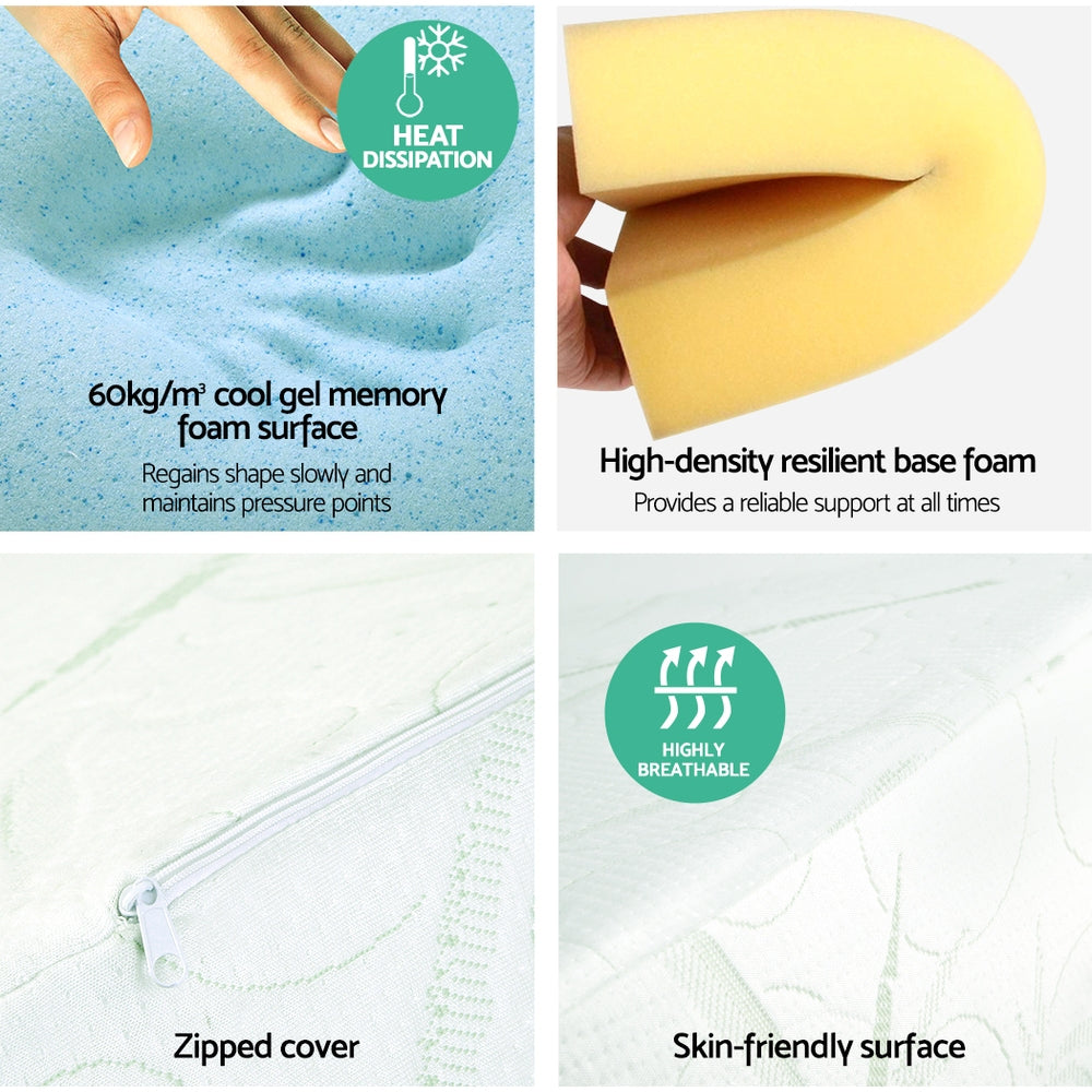 Bedding 2X Memory Foam Wedge Pillow Neck Back Support with Cover Waterproof Bamboo - Bedzy Australia