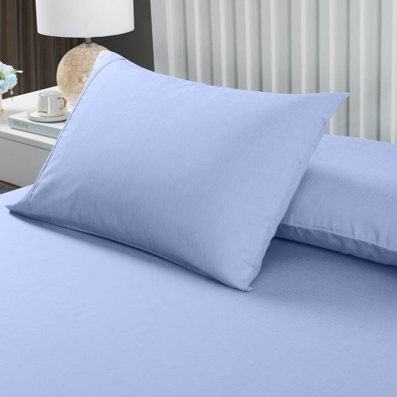 Royal Comfort 2000TC 3 Piece Fitted Sheet and Pillowcase Set Bamboo Cooling Double Light Blue - Bedzy Australia