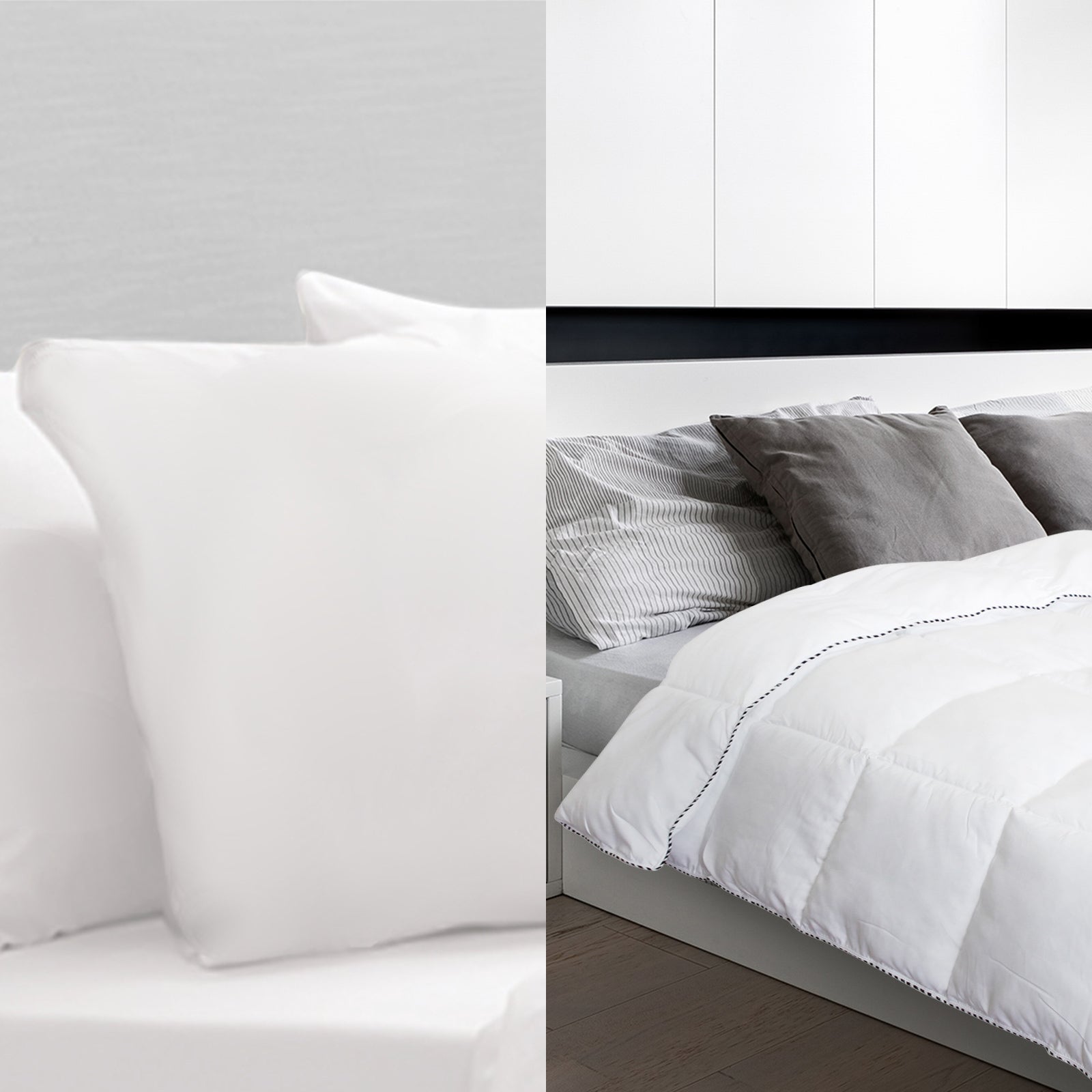 250GSM Bamboo Blend Quilt With 1100GSM King Size Hotel Pillow Bedding Set Double - Bedzy Australia
