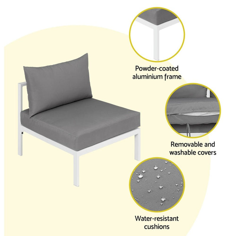 Airlie 4 Seat Aluminium Outdoor Sofa and Table Set White - Bedzy Australia (ABN 18 642 972 209) - Furniture > Outdoor - Cheap affordable bedroom furniture shop near me Australia