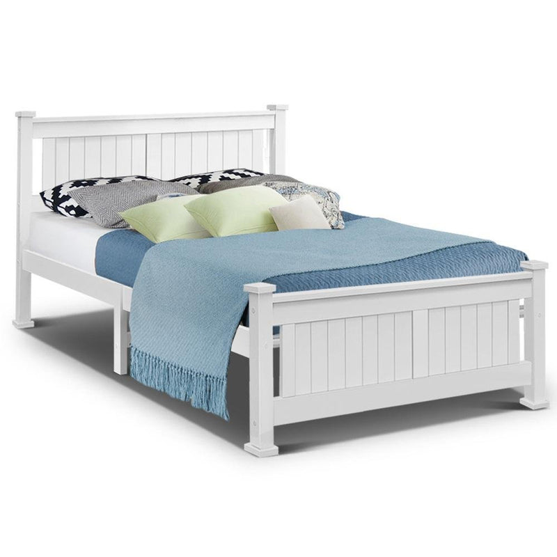 Airlie Wooden Double Bed Frame White - Bedzy Australia