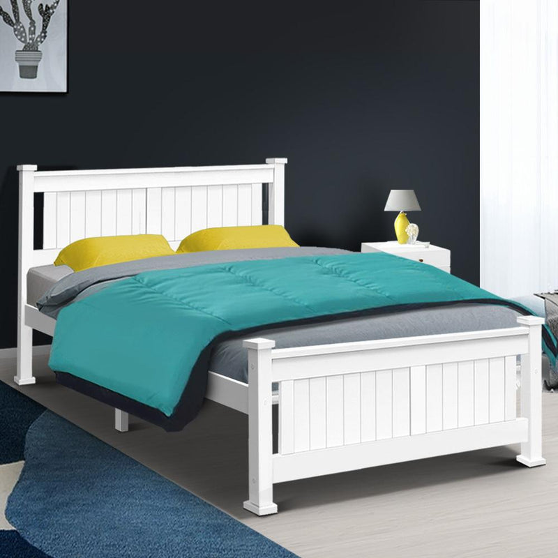 Airlie Wooden Double Bed Frame White - Bedzy Australia