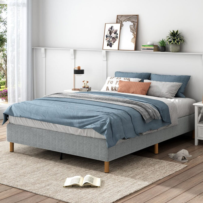 Alex Queen Metal Bed Base Light Grey - Furniture > Bedroom - Bedzy Australia