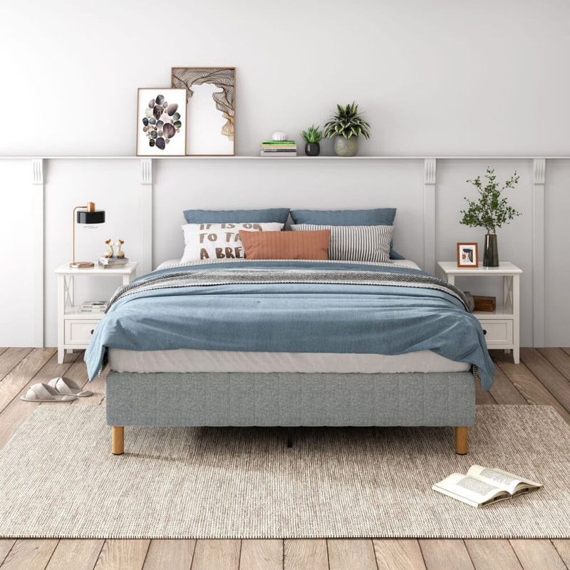 Alex Queen Metal Bed Base Light Grey - Furniture > Bedroom - Bedzy Australia