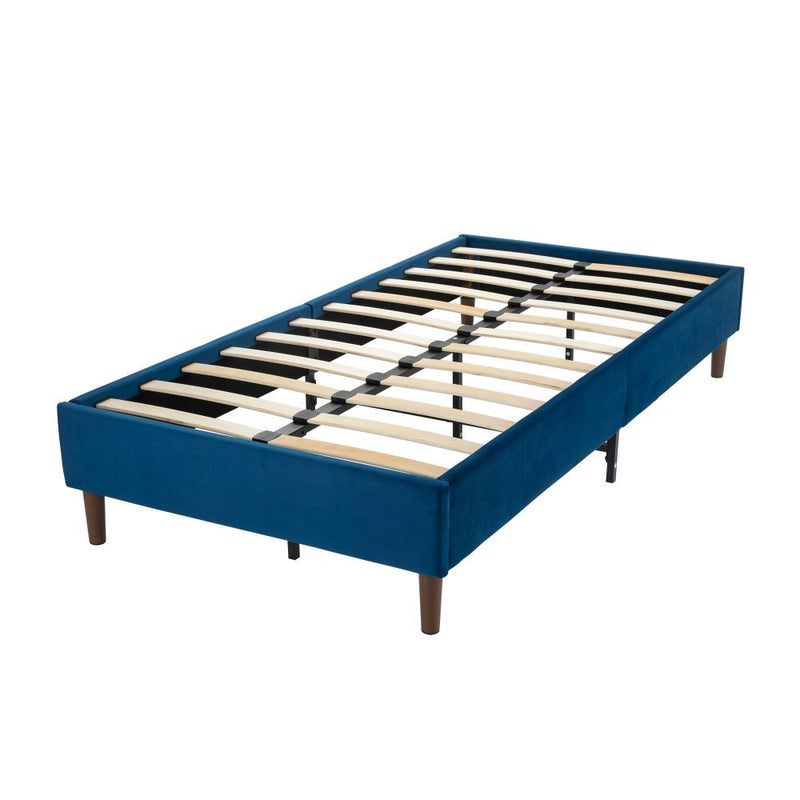 Alexandra Single Bed Base Velvet Blue - Furniture > Bedroom - Bedzy Australia
