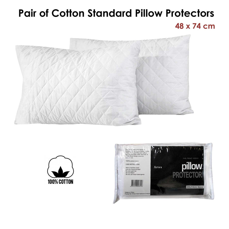 Artex Pair of Cotton Standard Pillow Protectors - Home & Garden > Decor - Bedzy Australia