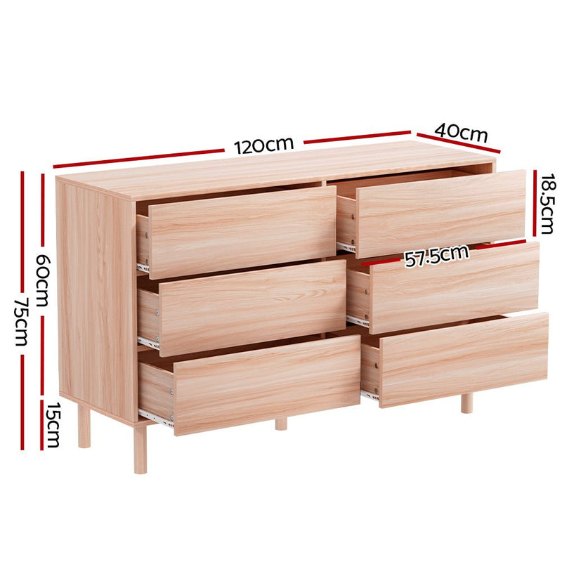 6 Drawer Lowboy Storage Dresser Pine - Bedzy Australia (ABN 18 642 972 209) - Furniture > Bedroom - Cheap affordable bedroom furniture shop near me Australia