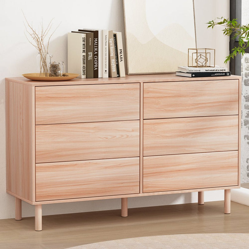 Artiss 6 Chest of Drawers Cabinet Dresser Table Tallboy Storage Bedroom Pine - Bedzy Australia (ABN 18 642 972 209) - Furniture > Bedroom