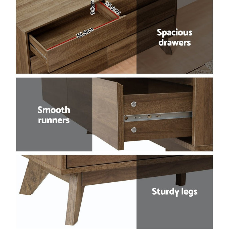 6 Drawer Lowboy Storage Cabinet Walnut - Home & Garden > Storage - Bedzy Australia