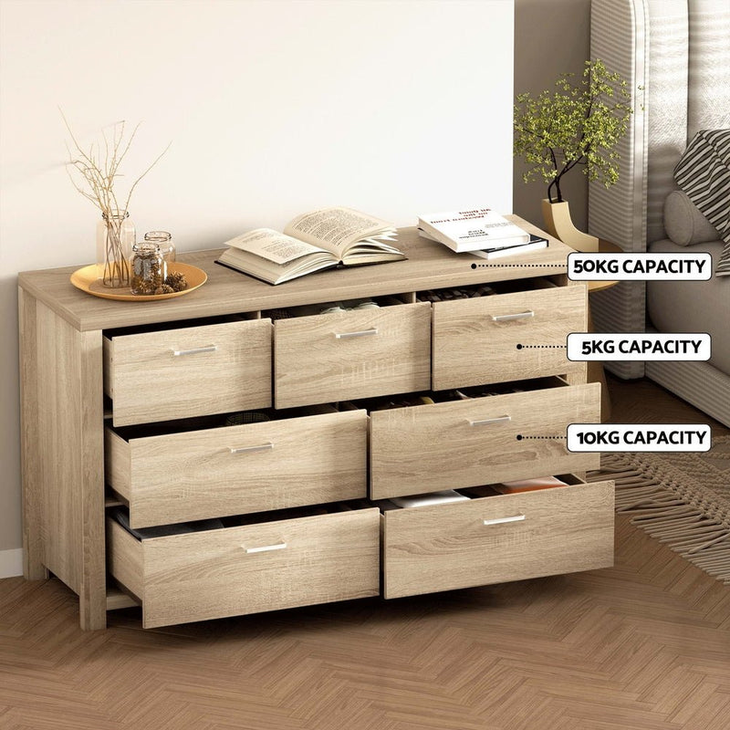 Artiss 7 Chest of Drawers - MAXI Pine - Bedzy Australia (ABN 18 642 972 209) - Furniture > Bedroom - Cheap affordable bedroom furniture shop near me Australia