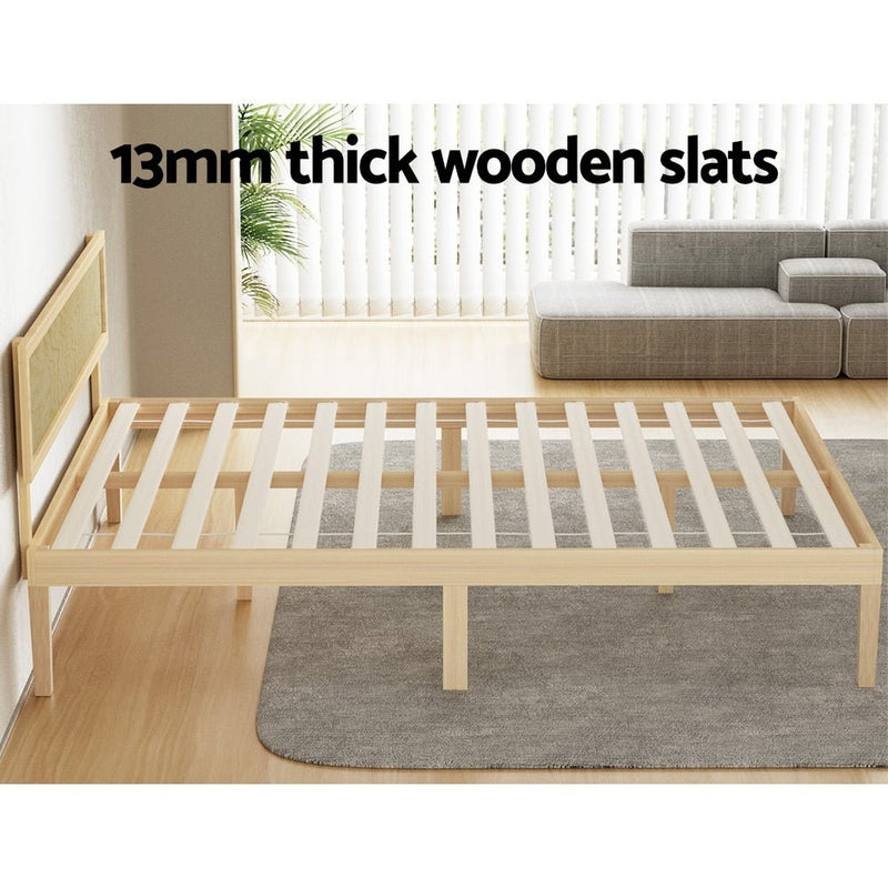 Yumi Solid Pinewood Double Bed Frame - Bedzy Australia (ABN 18 642 972 209) - Furniture > Bedroom - Cheap affordable bedroom furniture shop near me Australia